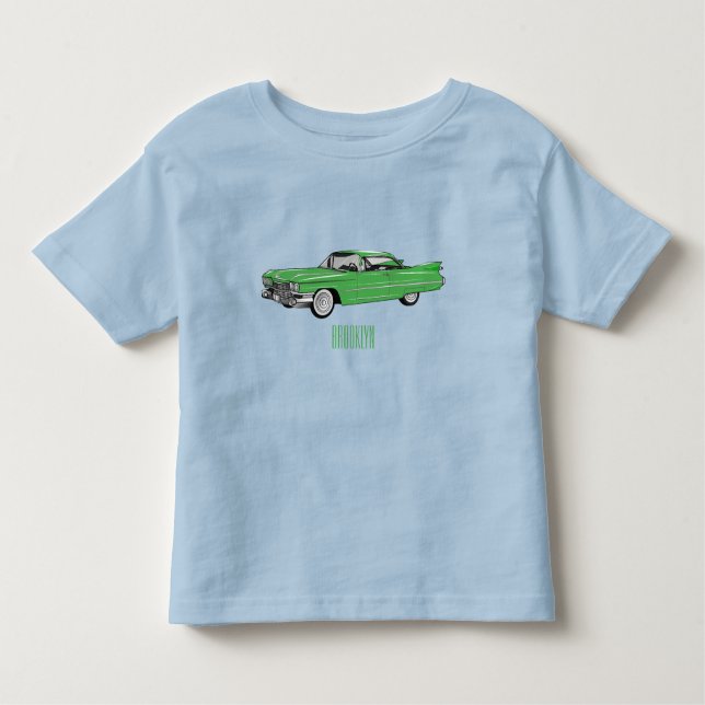 Camiseta Infantil Ilustração do desenho animado Classic car 1959 (Frente)