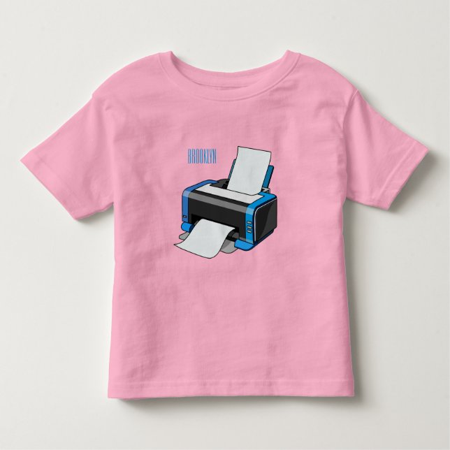 Camiseta Infantil Ilustração do desenho da impressora (Frente)