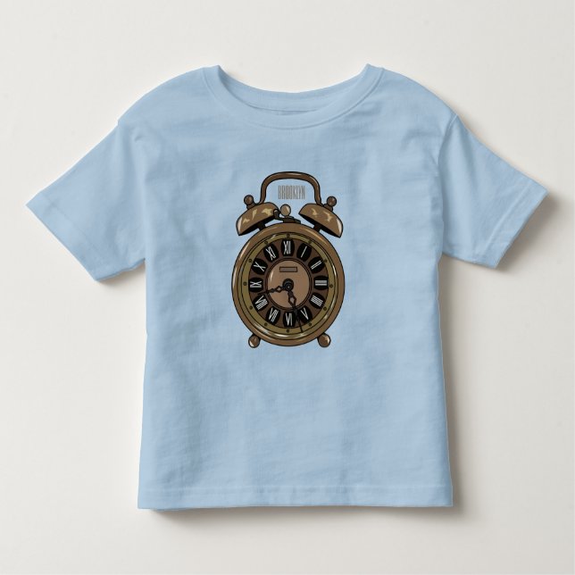 Camiseta Infantil Ilustração do desenho do relógio do alarme (Frente)
