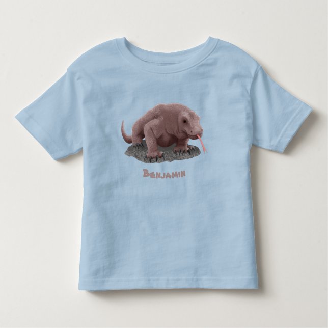 Camiseta Infantil Ilustração do dragão Komodo (Frente)