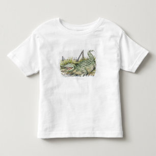 Camiseta Infantil Ilustração do jacaré na costa