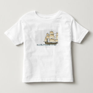 Camiseta Infantil Ilustração do navio de guerra do fim do século