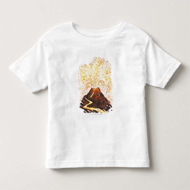 Camiseta Infantil Ilustração do vulcão que entra em erupção (Frente)