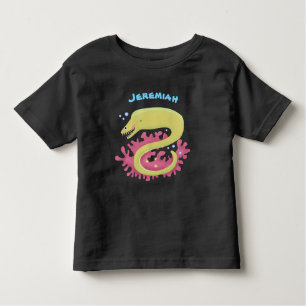Camiseta Infantil Ilustração engraçada de desenho animado de enguia 