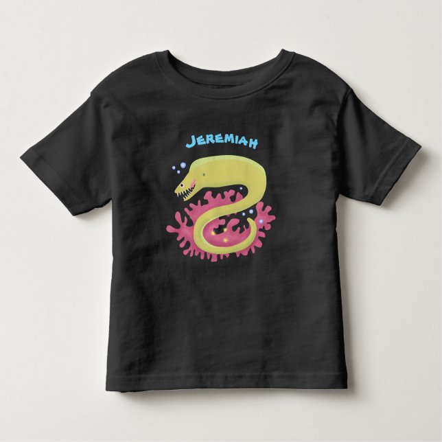 Camiseta Infantil Ilustração engraçada de desenho animado de enguia  (Frente)