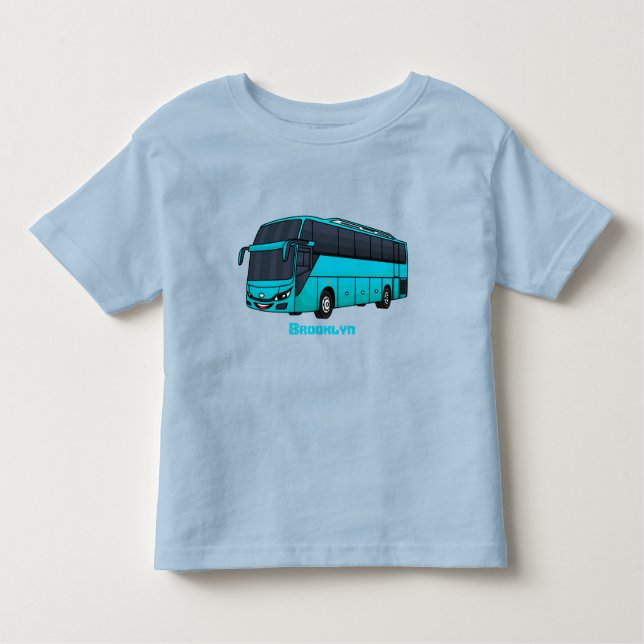 Camiseta Infantil Ilustração moderna do desenho animado do ônibus de (Frente)