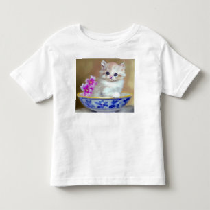 Camiseta Infantil Ilustração Vintage White Kitten