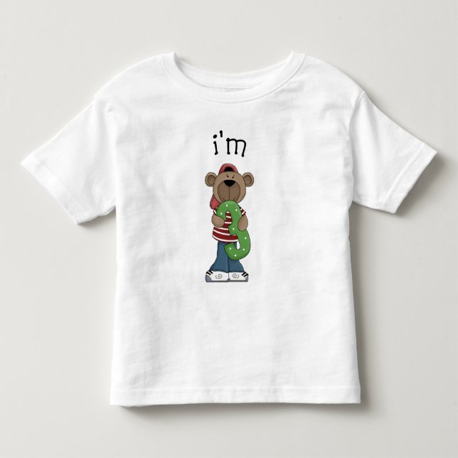 Camiseta Infantil Im urso de 3 aniversários (Frente)