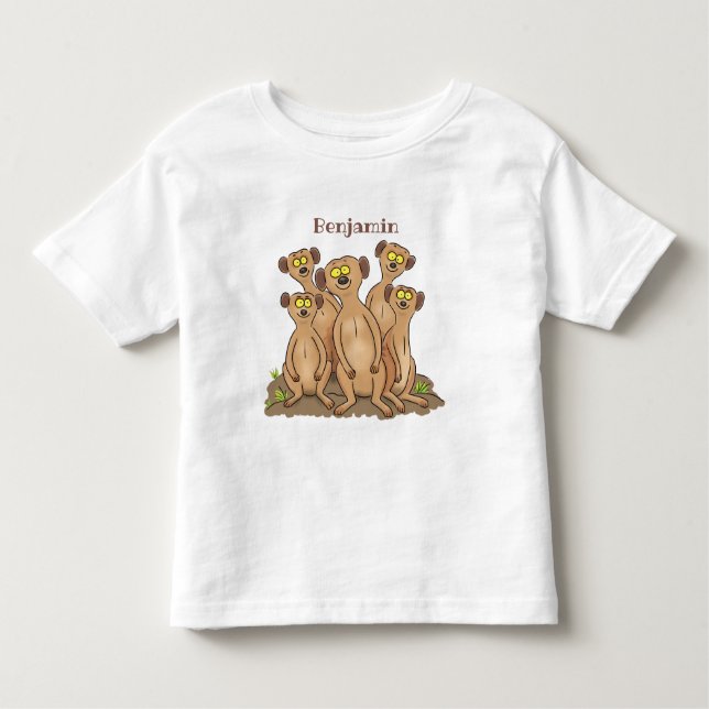Camiseta Infantil Imagem animada da família Meerkat (Frente)