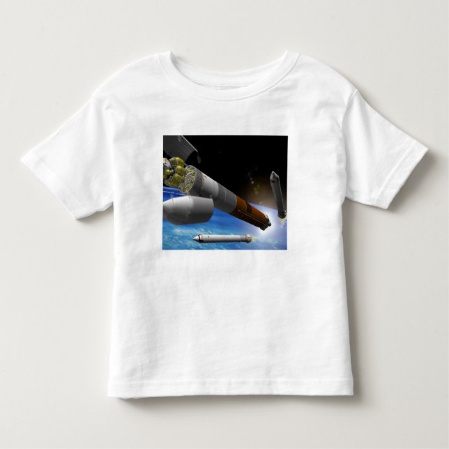 Camiseta Infantil Imagem artística de um foguete de descolagem verti (Frente)