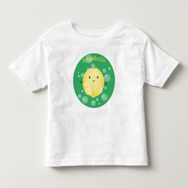 Camiseta Infantil Imagem das bolhas de fruta de limão-branco (Frente)