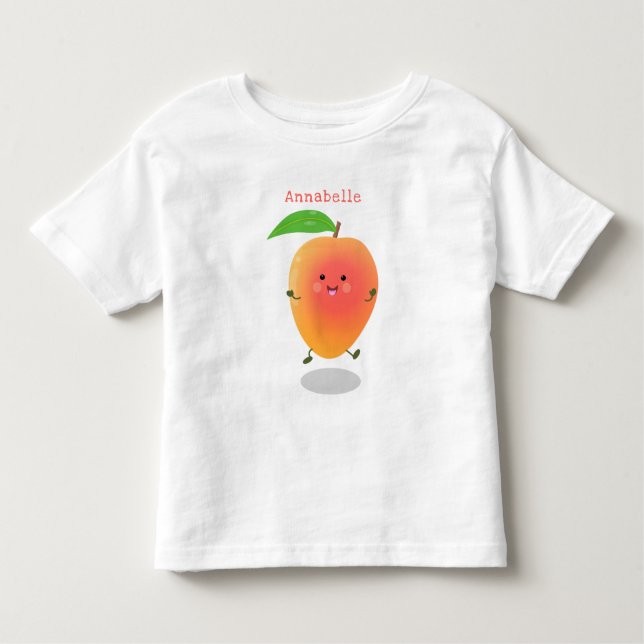 Camiseta Infantil Imagem de desenho animado amarelo de manga feliz e (Frente)
