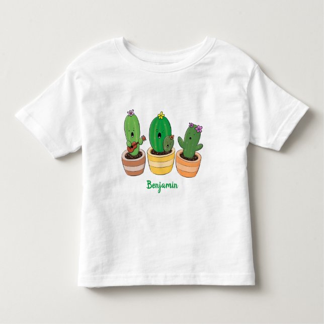 Camiseta Infantil Imagem de desenho animado cacto cacto cacto cáusti (Frente)