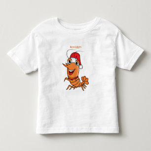 Camiseta Infantil Imagem de desenho animado de camarão de Natal fel