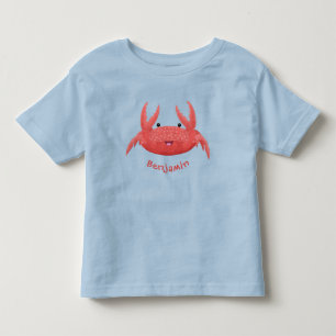 Camiseta Infantil Imagem de desenho animado de caranguejo vermelho-b