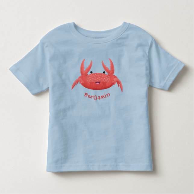 Camiseta Infantil Imagem de desenho animado de caranguejo vermelho-b (Frente)