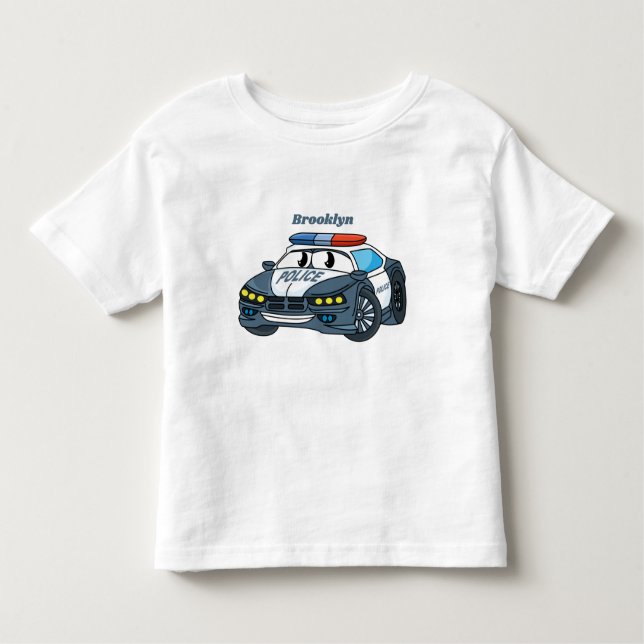 Camiseta Infantil Imagem de desenho animado de carro da polícia feli (Frente)