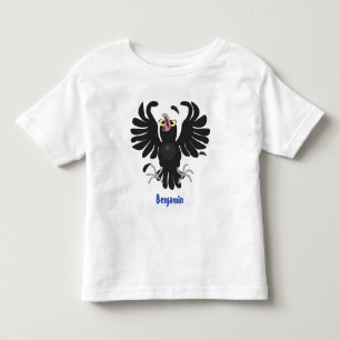 Camiseta Infantil Imagem de desenho animado de corvo louco engraçad