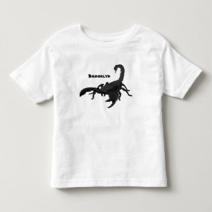 Camiseta Infantil Imagem de desenho animado de escorpião preto