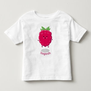 Camiseta Infantil Imagem de desenho animado de framboesa feliz