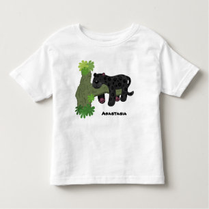 Camiseta Infantil Imagem de desenho animado de gato preto-pintado-pi