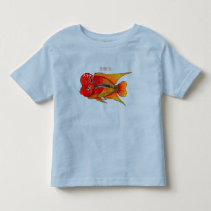 Camiseta Infantil Imagem de desenho animado de peixes-cichlid-Flor