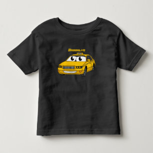 Camiseta Infantil Imagem de desenho animado de táxi amarelo bonito