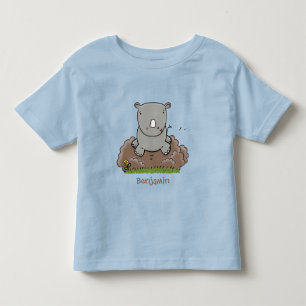 Camiseta Infantil Imagem de desenho animado do bebê rhino bonito