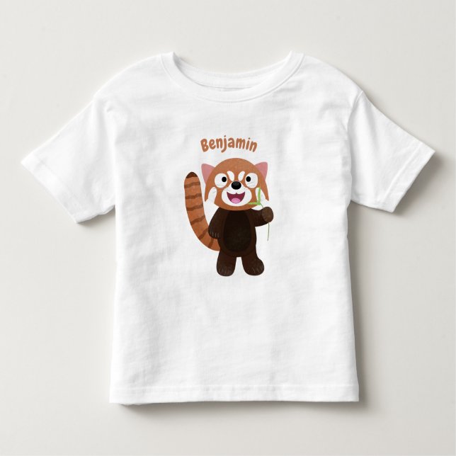 Camiseta Infantil Imagem de desenho animado do panda vermelho-bonito (Frente)