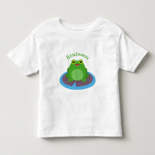 Camiseta Infantil Imagem de desenho animado do sapo verde-bonito