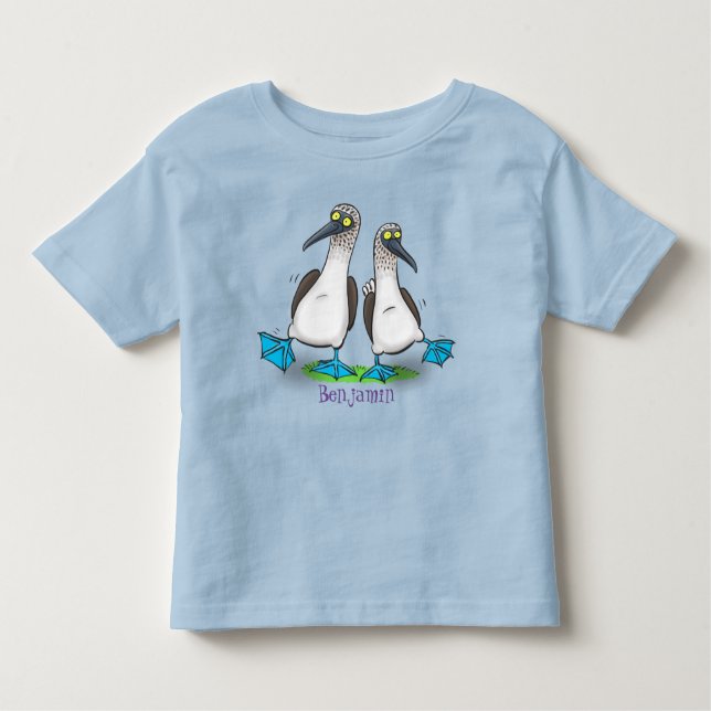 Camiseta Infantil Imagem de desenhos animados de pés azuis engraçado (Frente)