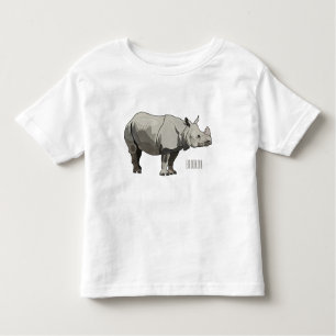 Camiseta Infantil Imagem do desenho animado de Javan rhinoceros