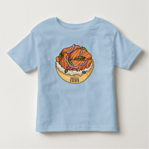 Camiseta Infantil Imagem do desenho animado do bagel de salmão