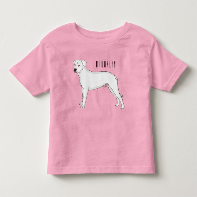 Camiseta Infantil Imagem do desenho animado do cão Dogo argentino (Frente)