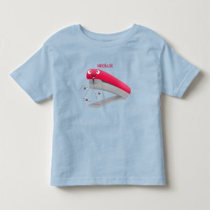 Camiseta Infantil Imagem do desenho animado vermelho-feliz grampeado