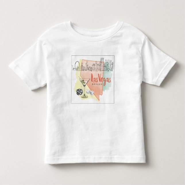 Camiseta Infantil Imagem do esboço da aguarela de Las Vegas, Nevada (Frente)