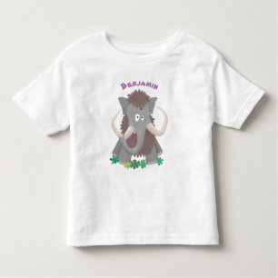 Camiseta Infantil Imagem engraçada de desenho animado de mamute