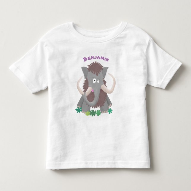 Camiseta Infantil Imagem engraçada de desenho animado de mamute (Frente)