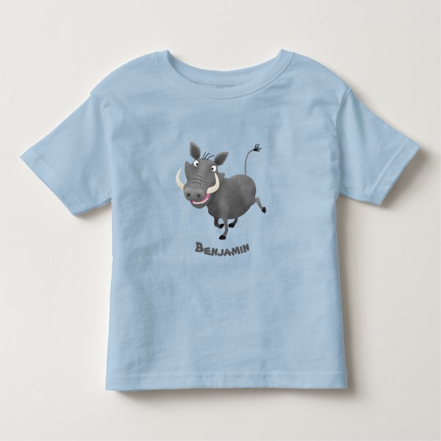 Camiseta Infantil Imagem engraçada de desenho animado de porco-branc (Frente)