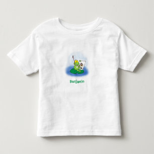 Camiseta Infantil Imagem engraçada de desenho animado do sapo verde