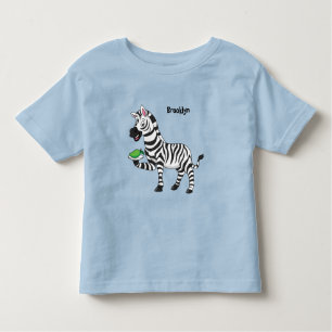 Camiseta Infantil Imagem engraçada de desenho animado zebra