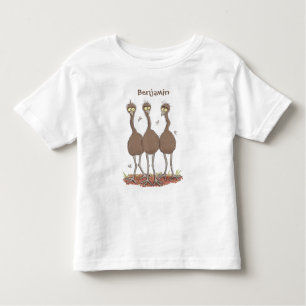 Camiseta Infantil Imagem engraçada do desenho animado emu australian