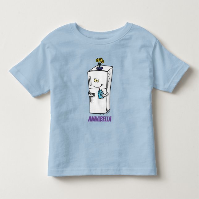 Camiseta Infantil Imagem engraçada do desenho do frigorífico (Frente)