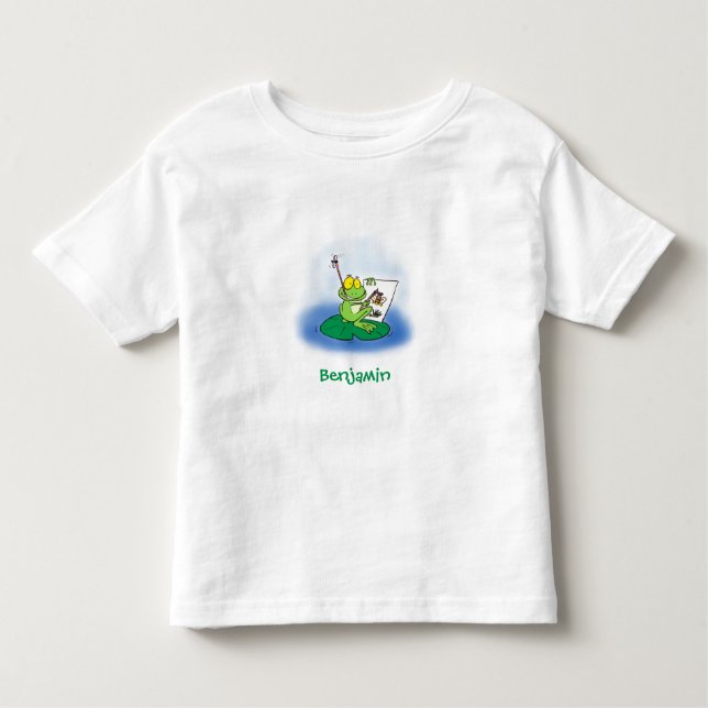 Camiseta Infantil Imagem engraçada e engraçada do desenho do sapo ve (Frente)