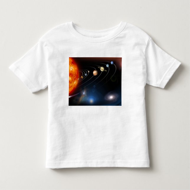 Camiseta Infantil Imagem gerada digitalmente do nosso sistema solar (Frente)