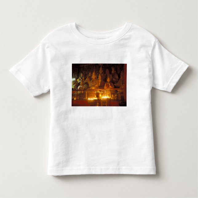 Camiseta Infantil Imagens de Lamas no mosteiro de Sara, Lhasa, (Frente)