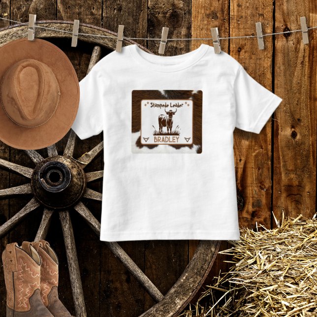 Camiseta Infantil Impressão Animal Debandada de Gado Marrom (Criador carregado)