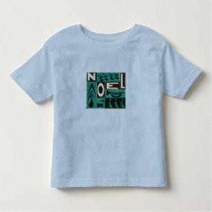 Camiseta Infantil Impressão de Blocos de Vintage de Noel Verde