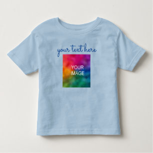 Camiseta Infantil Impressão duplo Adicionar Texto Carregar Foto Azul