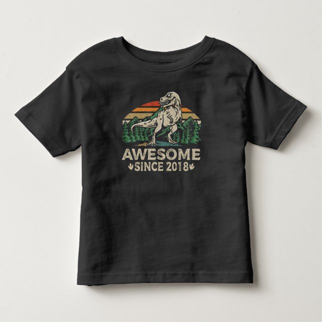 Camiseta Infantil Incrível Desde 2018 Dinossauro 6 Anos 6º Aniversár (Frente)